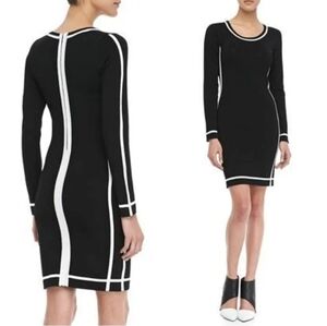 Parker Black and White Long Sleeve Bodycon Dress